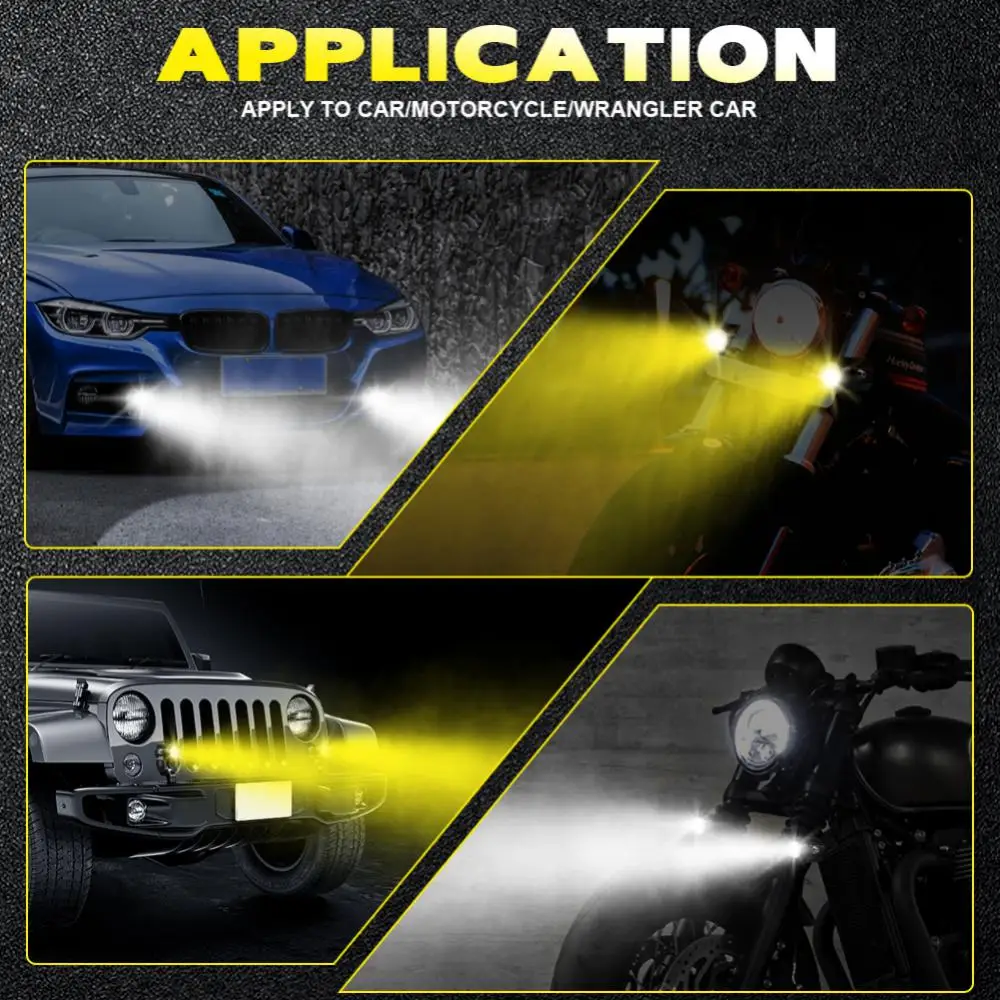 

Universal Motorcycle Spotlight Projector Lens Dual Color Waterproof Super Bright Racer Light Led Light For Cars Motorbike Boats