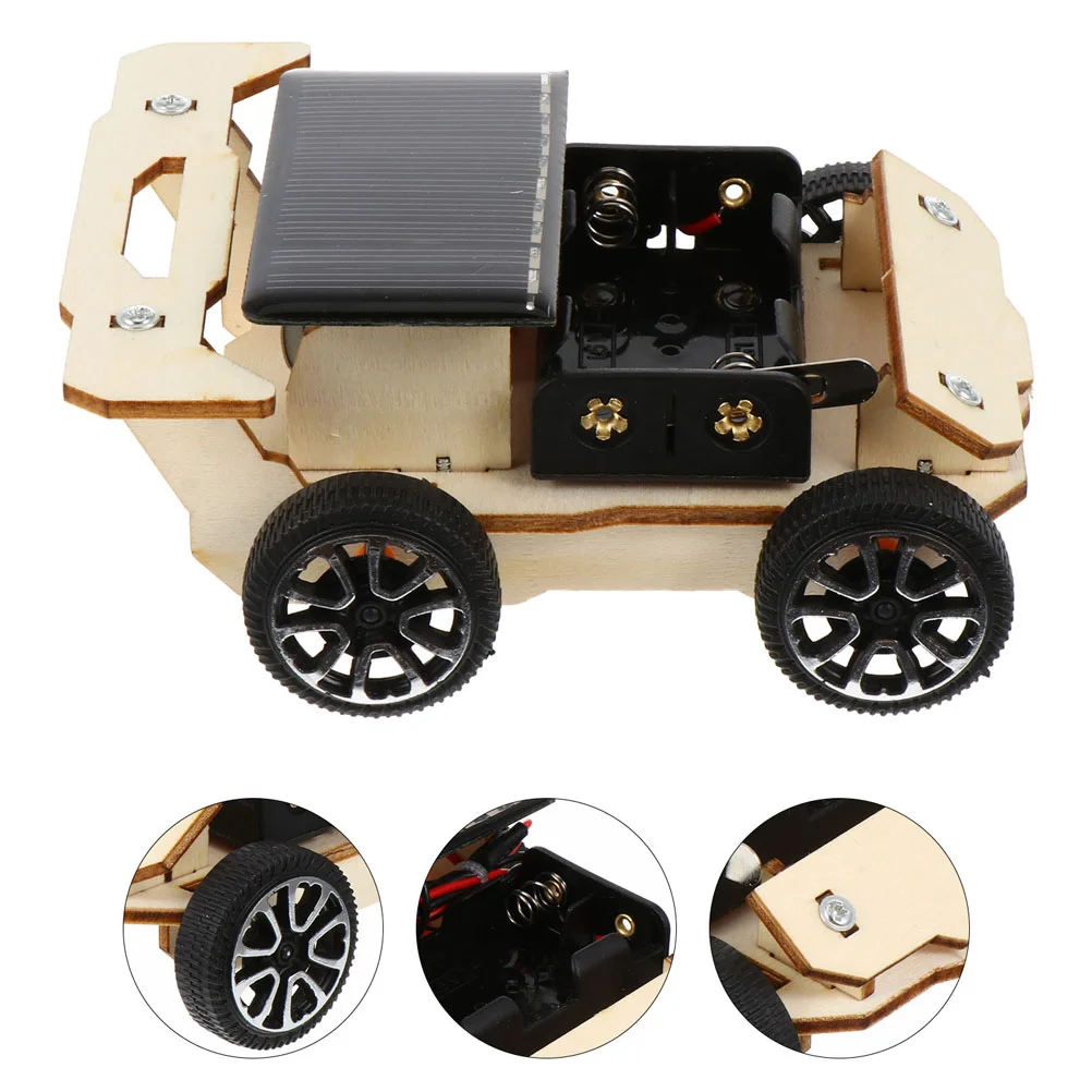 

2 Sets Solar Car Kids Electric Assemble Toys Hand-made DIY Wooden Model Kit Child Playthings