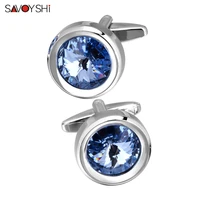 savoyshi top quality crystal cufflinks for mens women shirt cuff buttons round cuff link wedding gift groomsmen business jewelry