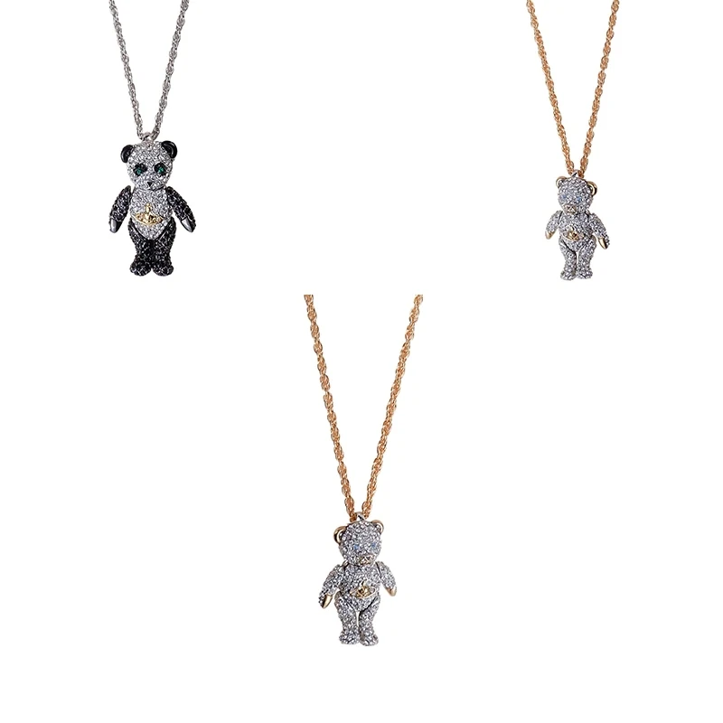 

vivienne westwood necklace Luxury Classic Cute Bear Exquisite Women's Luxury Full Diamond Pendant Necklace Personalized Graceful