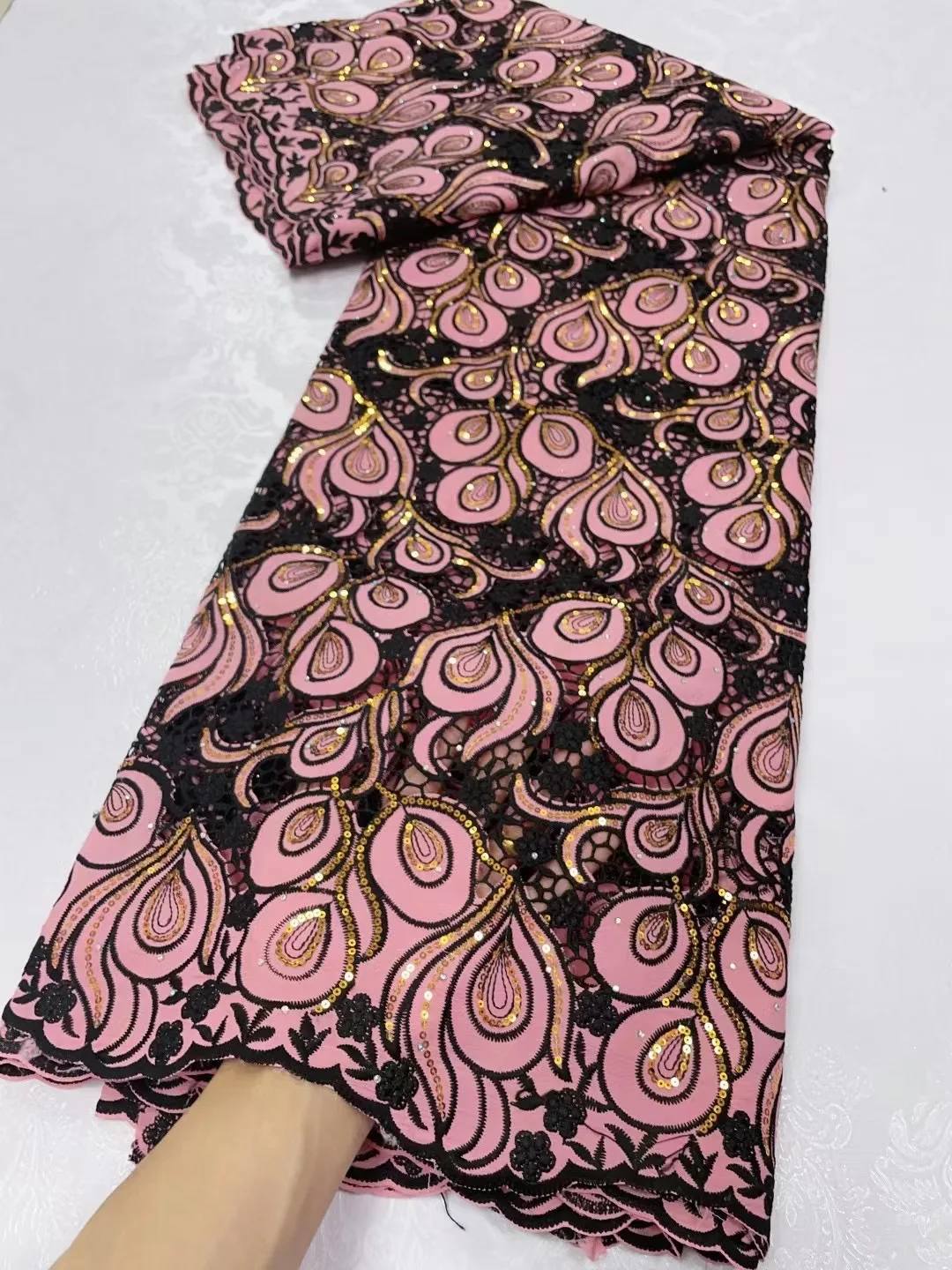 

Французская гипюровая кружевная ткань с камнями, сетчатая кружевная ткань 2023, африканская Водорастворимая кружевная ткань с блестками для женского вечернего платья