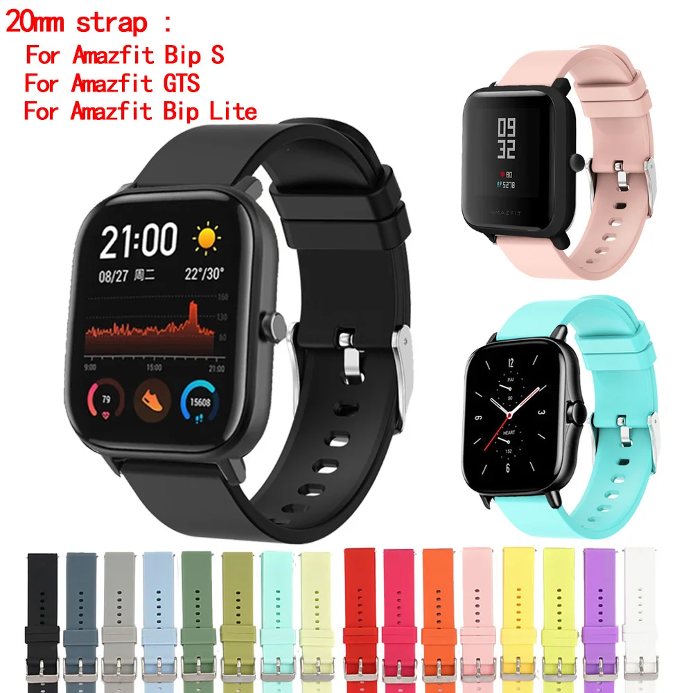

ZK30 20mm silicone strap For Huami Amazfit GTS 2 Mini Sport Bracelet For Xiaomi Amazfit Bip S/Bip Lite /Bip 2/GTR 42mm/Bip 1S