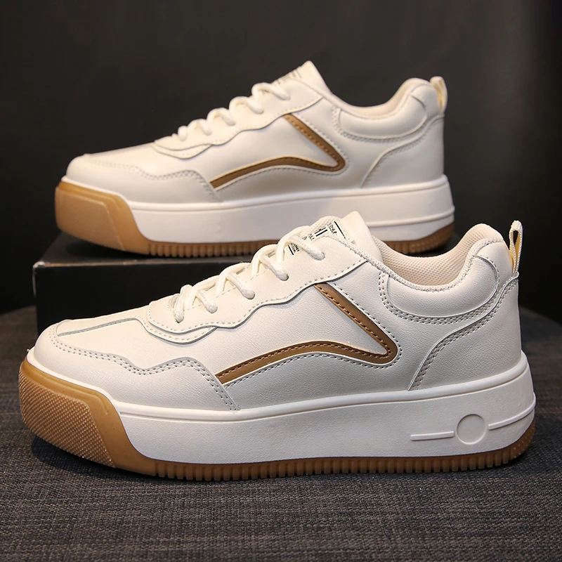 

Platform Shoes 2022 New Shallow Round Toe Lace-up Casual Women's Sneakers Spring LEISURE Walking Small White Shoes Tennis Female