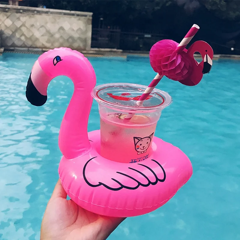 

Inflatable Cup Holder Donut Flamingo Drink Holder Swimming Pool Float Bathing Pool Toy Party Decoration Bar Coasters Mini Toy