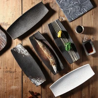 rectangular japanese style sushi plate barbecue hot pot plate ceramic cuisine plate hotel western style appetizer flat plate