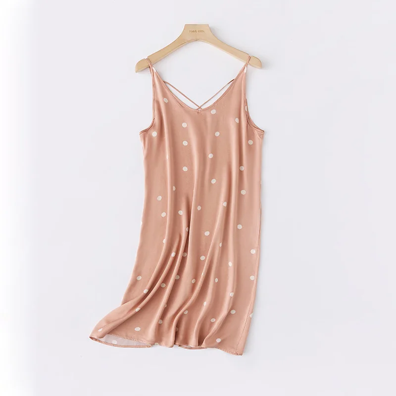 Lingerie Nightgowns Sexy Women's Satin Print Nightdress Slip Dress Slim Style Long Dress Pajamas Underwear Cute Girl Nightdress