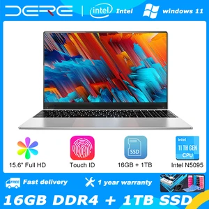 Ноутбук Dere R9 Pro, 15,6 дюйма, 16 ГБ ОЗУ, 1 ТБ SSD, Intel Celeron N5095, двухдиапазонный, Wi-Fi, офисный компьютер, Windows 10, ноутбук