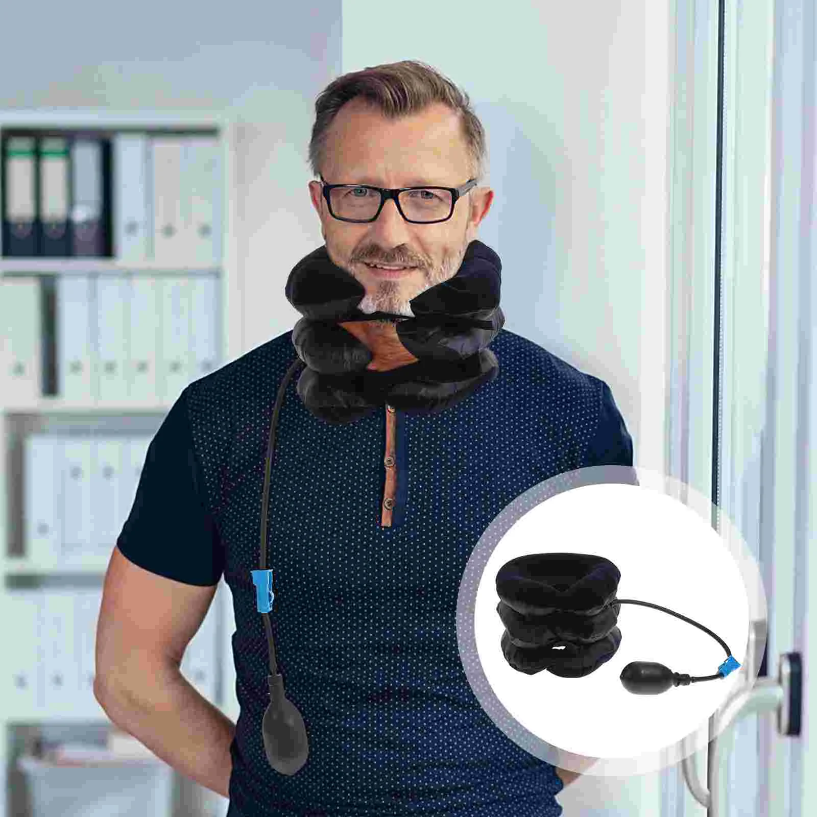 

Neck Brace Inflatable Pillow Support Collar Traction Adjustable Stretcher Cervical Spinal Device Posture Household Rest Headwash