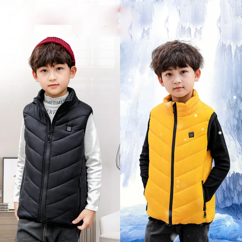 

USB Charging Children Heated Vest for Primary School Student Winter Jacket Keep Warm Ski Outdoor Wear Fashion 2 Colors