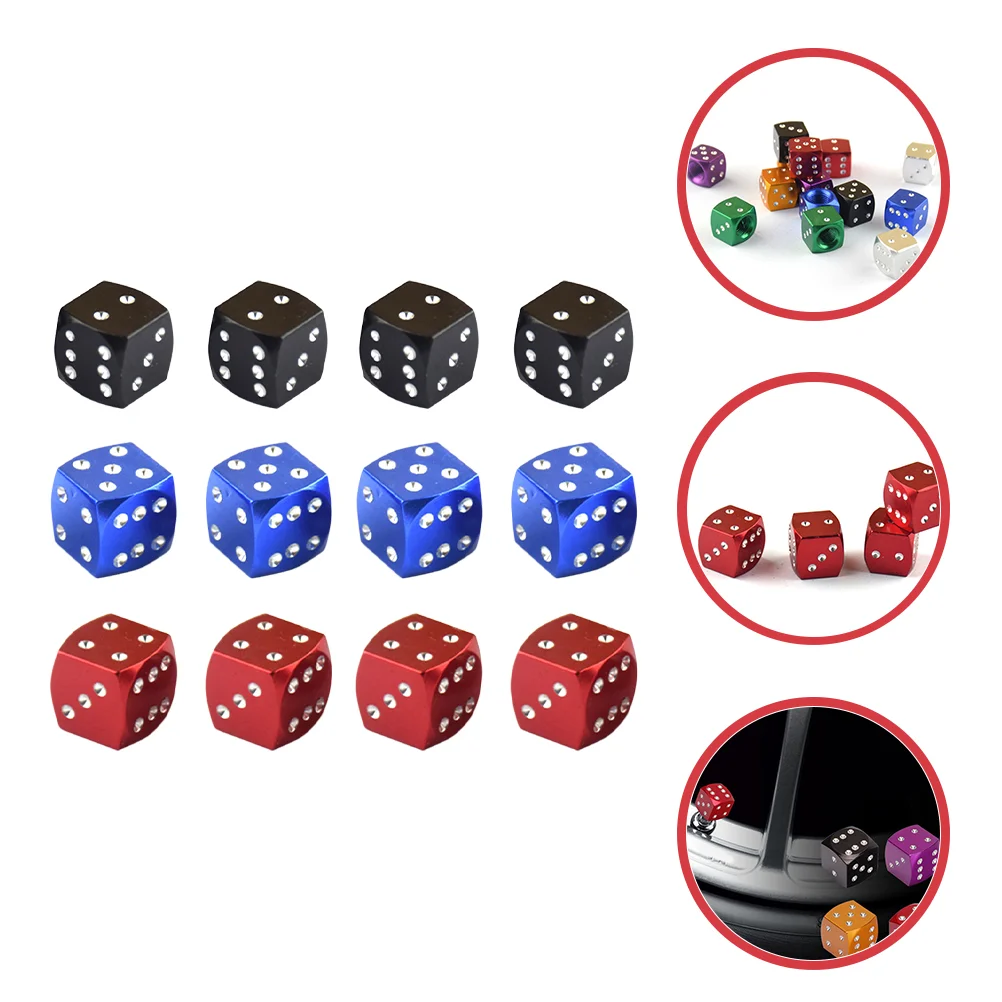 

12 Pcs Car Dice Valves Stem Caps Metal Dice Tire Caps Truck Wheels Valve Stems Metal Tire Cover Dice Valve Cap