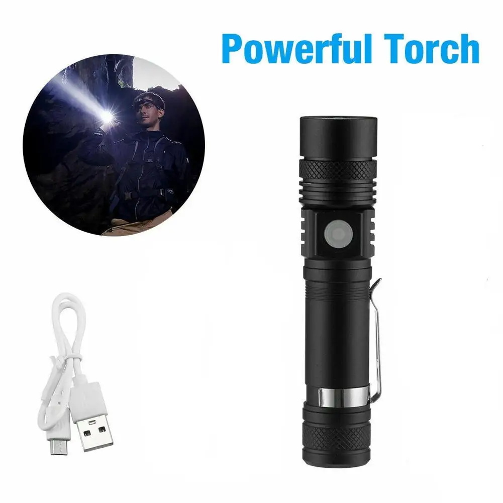 

Powerful Led Flashlight Usb Rechargeable Zoom Torch T6 Handheld Lamp Flash Light For Camping Hiking Multi-function Lighting