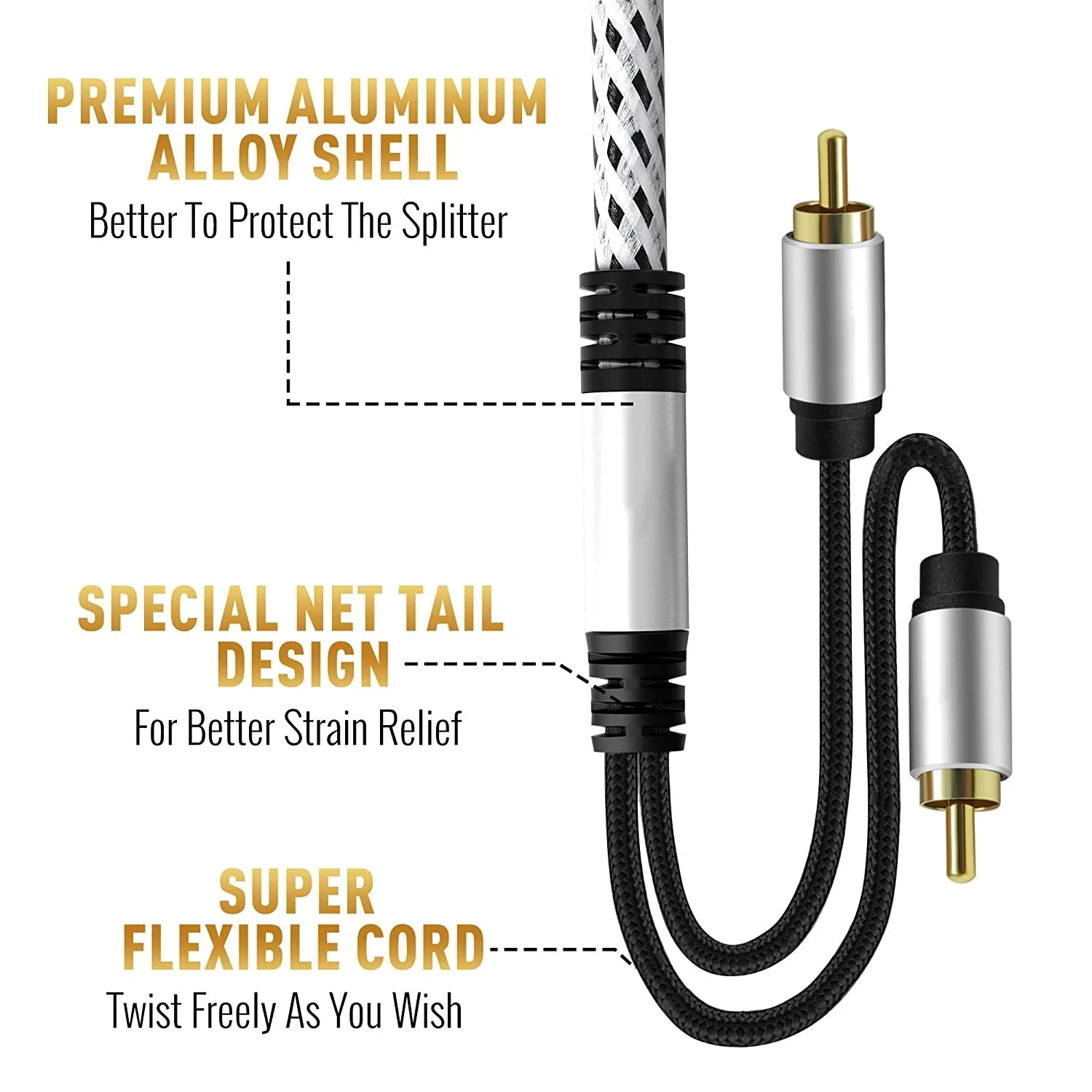 Кабель от 2 до Rca автомобильный аудиокабель алюминиевый сплав бескислородная