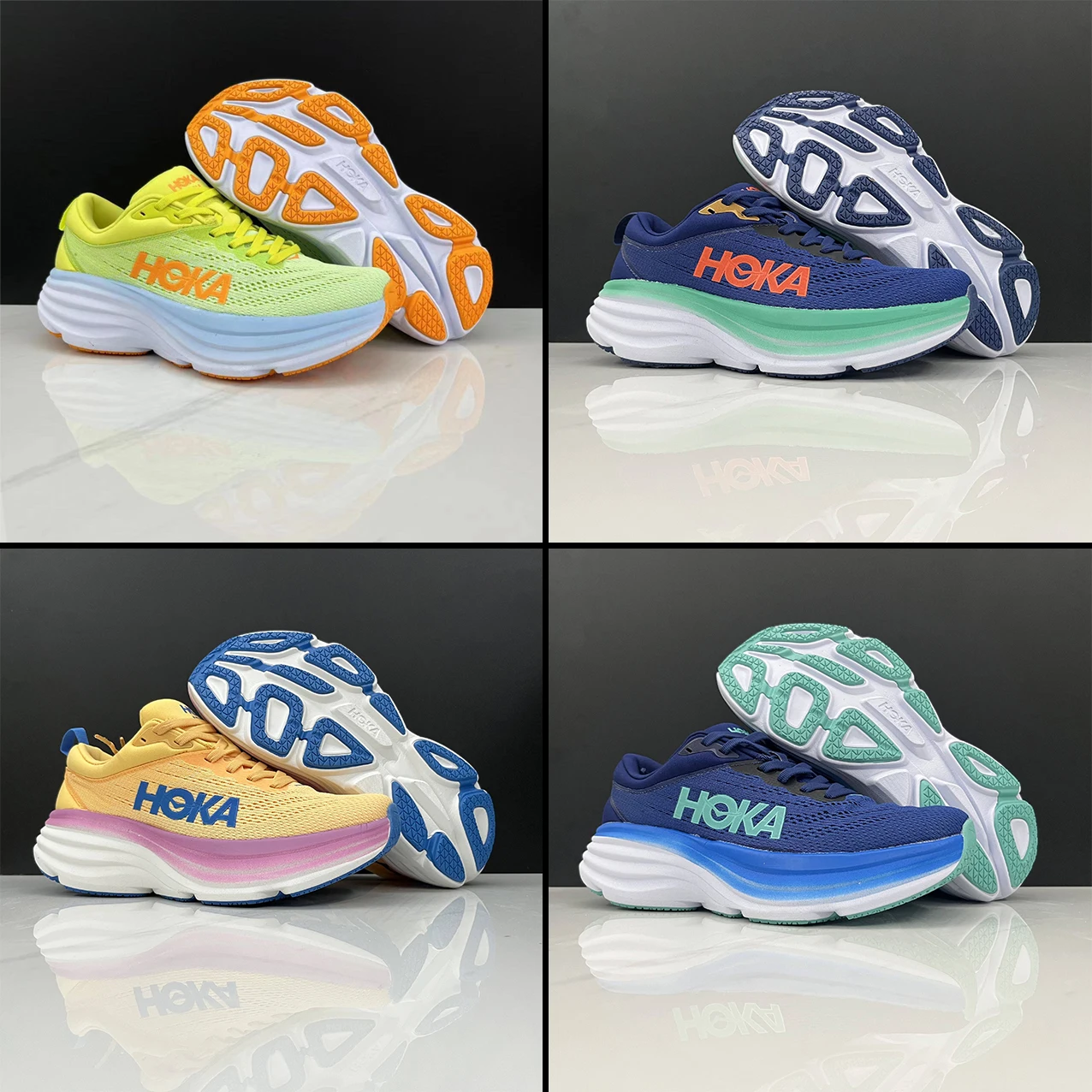 

С оригинальной коробкой, унисекс, HOKA ONE Bondi 8, дорожные кроссовки для бега, сетчатая дышащая ткань, Спортивная повседневная теннисная обувь