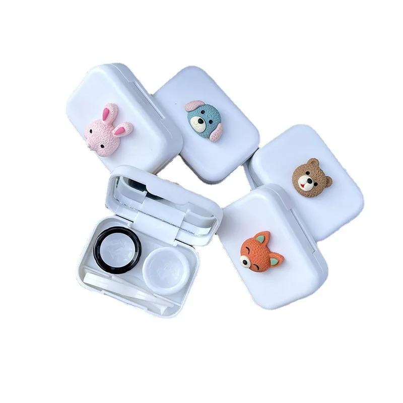 

Contact Lens Case with Mirror Women Man Cartoon Unisex Contact Lenses Box Eyes Contact Lens Container Case Travel Kit Set