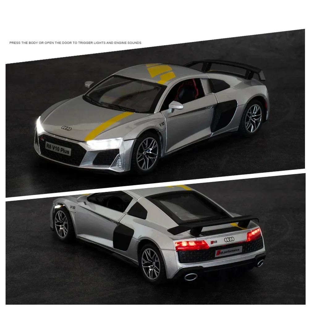 1:32 Audi R8 V10 Plus суперкар модель автомобиля из сплава литье под давлением