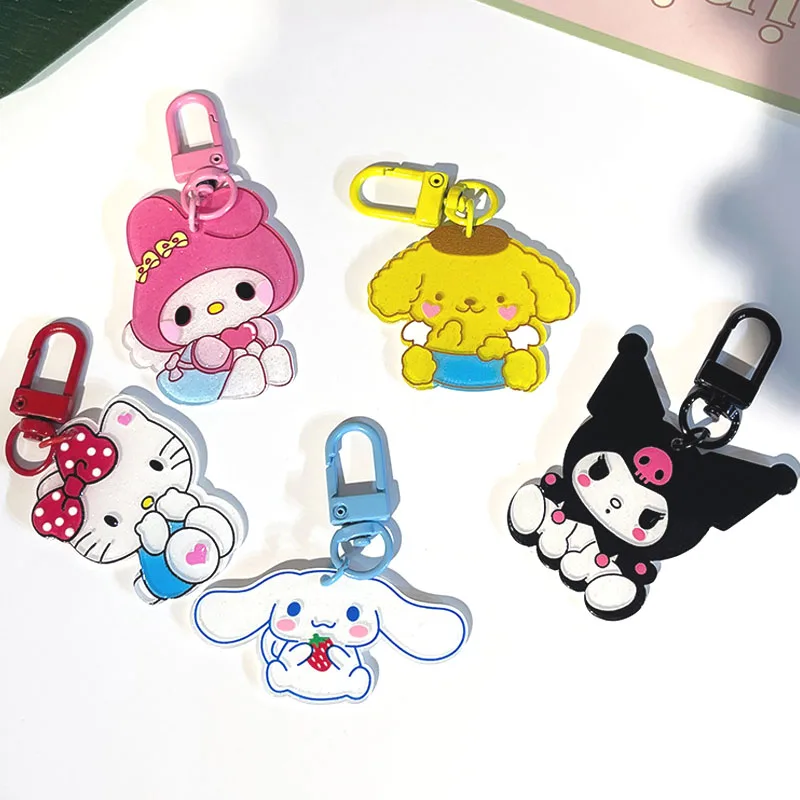 

New Kawaii Sanrioed Kuromi Cinnamoroll Hello Kitty Acrylic Keychains Bags Pendants Fashion Accessories Gifts