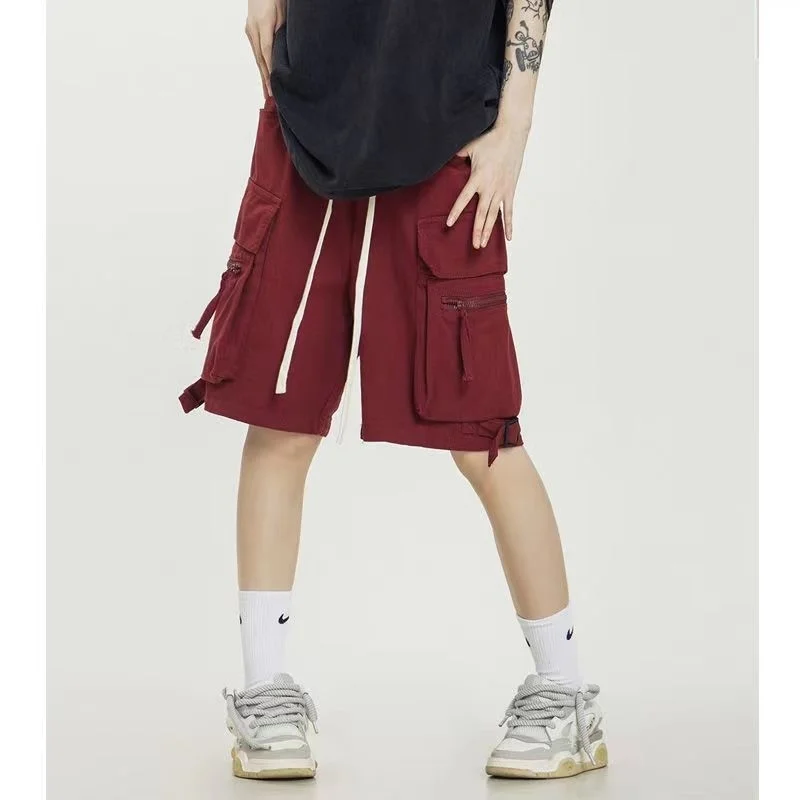 

American retro gothic tooling shorts large size men loose multi-pocket casual tide brand five-point pants couple pants