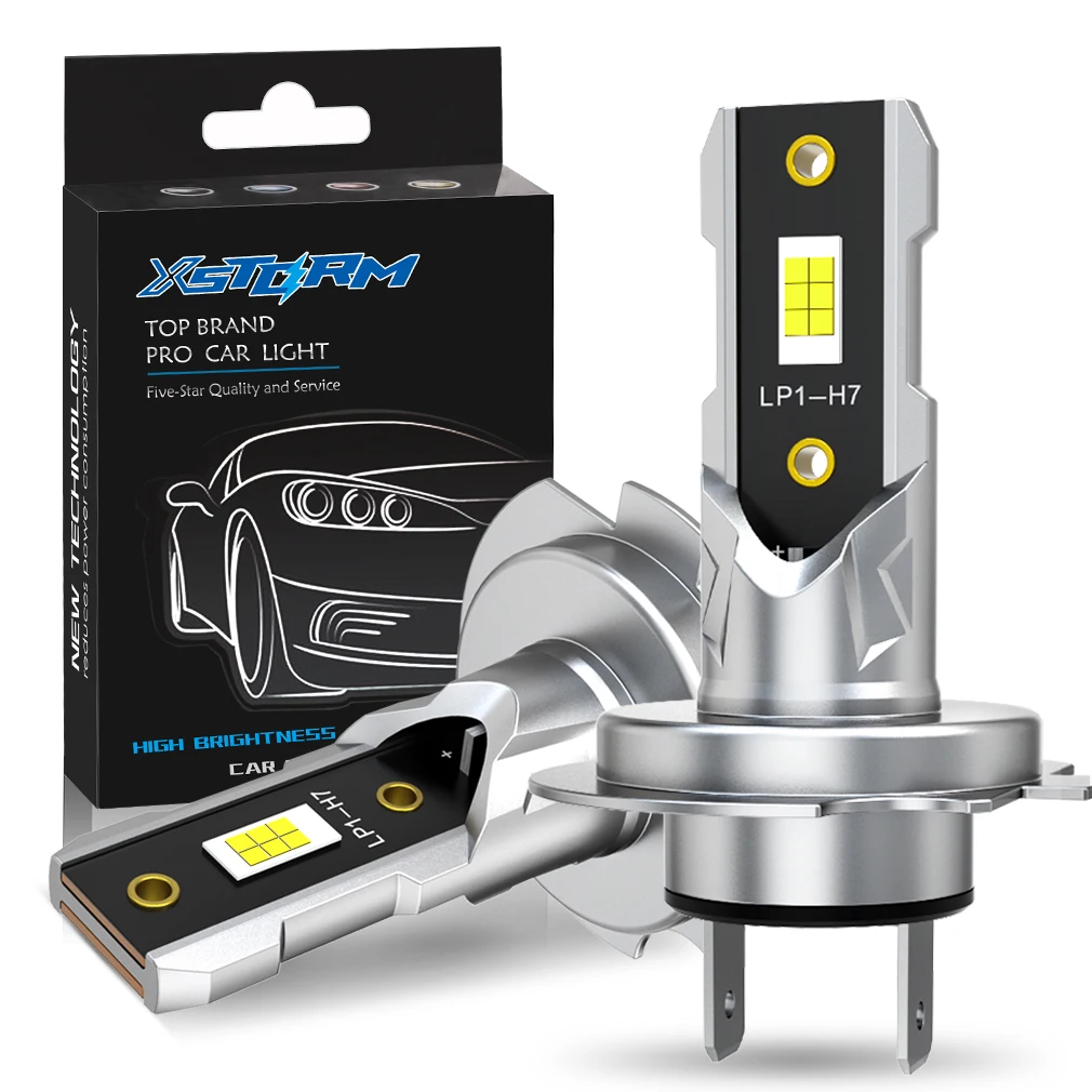 

XSTORM H7 Комплект светодиодных ламп для фар Мини Беспроводной 60W 20000LM 6500K CSP для автомобильных фар 12V Белые автоматические диодные лампы H7 Безвентиляторный светодиод
