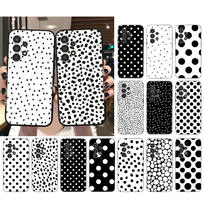 

Phone Case for Samsung Galaxy A73 A53 A13 A22 A12 A32 A71 A21S A33 A52 A72 A23 A51 A31 M31 Black White Polka Dot Leopard Case
