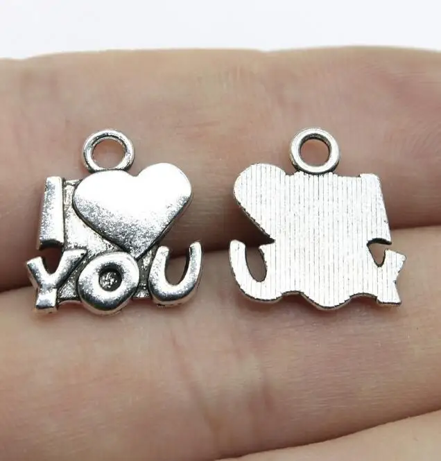 

20pcs 15x15mm Alloy Charm I love you Pendant for DIY Jewelry Crafts