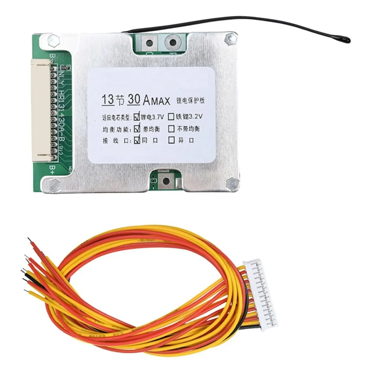 Фото (ABDH) Плата защиты аккумулятора BMS 13S 48V 30A 18650 с одним портом и функцией балансировки для электровелосипедов №3