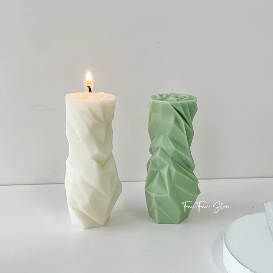 

Geometric Diamond Column Aromatherapy Candle Silicone Mold DIY Gypsum Handmade Soap Diffuser Stone Plaster Home Decoration Gift