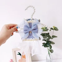 lace bow cute pet harness with breast strap traction rope dog collar skirt cat clothes harness vest princess dress pets supplies