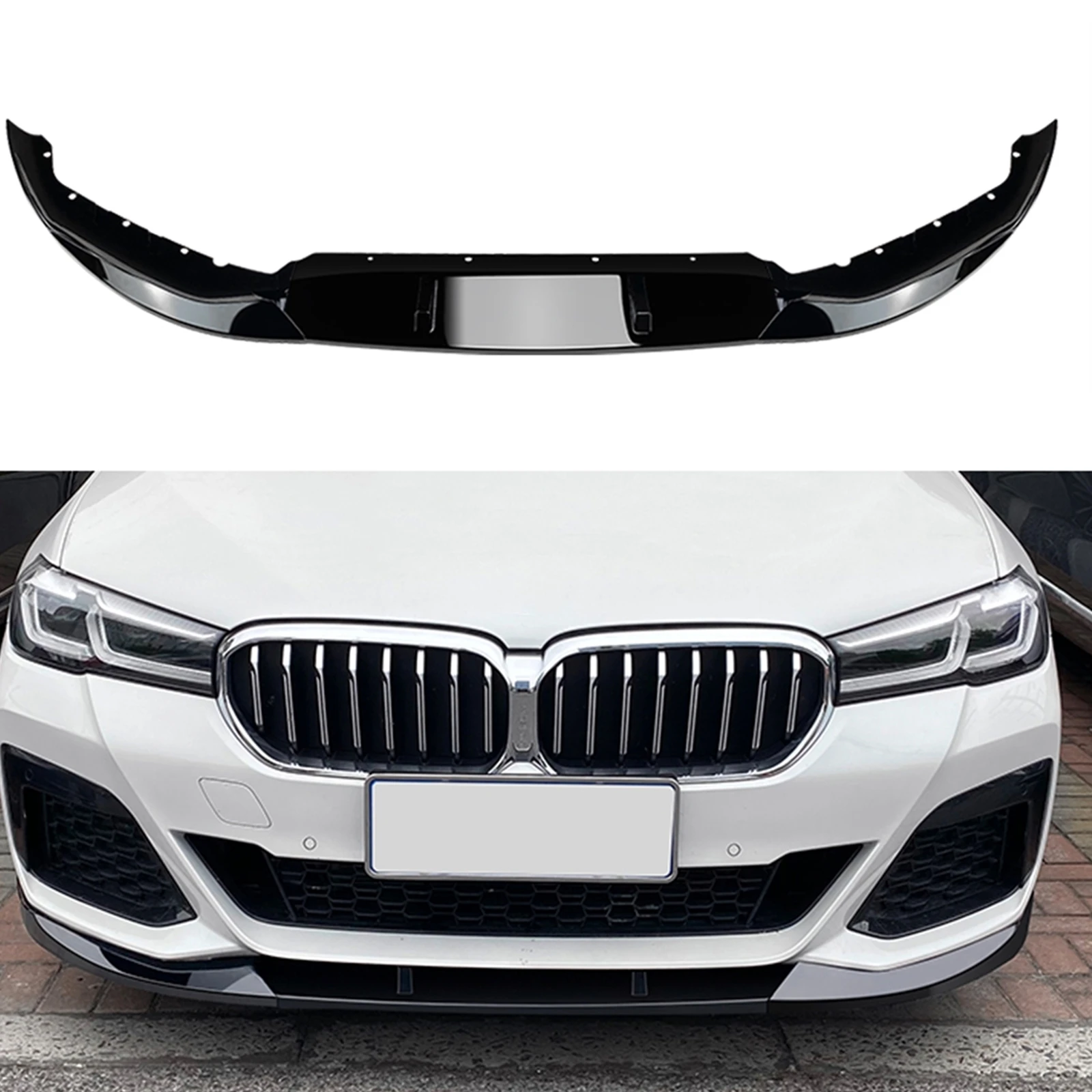 

Front Bumper Spoiler Lip Splitter For BMW 5 Series G30 M Sport 525i 530i 2021-2023 Glossy Black Car Lower Body Kit Protect Blade