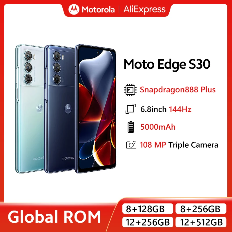 Global ROM Motorola MOTO Edge S30 5G Mobile Phone Snapdragon 888 Plus 6.8'' FHD+ 144Hz Screen Smartphone 108MP Camera 5000mAh