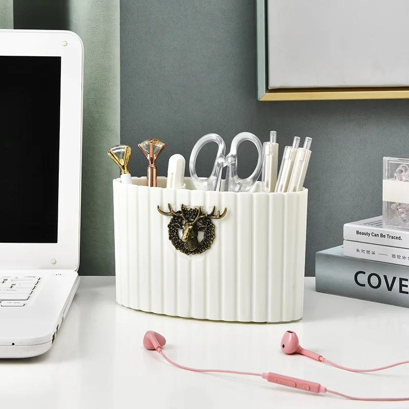 

Pen Holder Makeup Brush Holder Stationery Remote Control Storage Box Desktop Cosmetic Sundries Organizer Home Office Decor