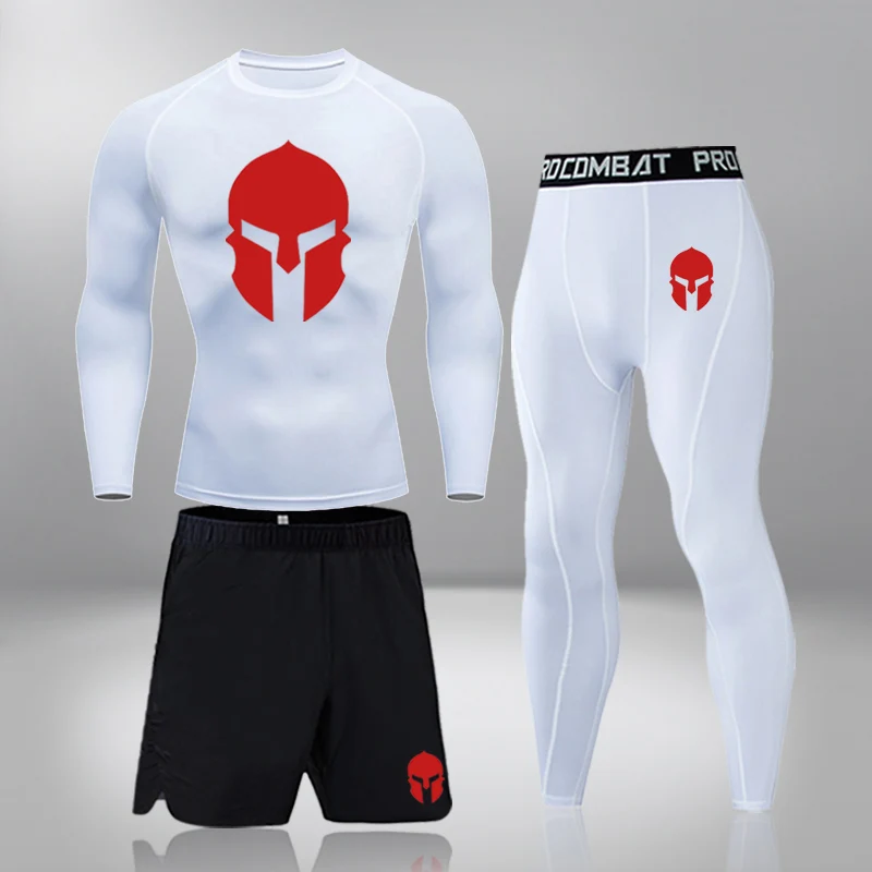 

Men's Brand Sportswear Long Pants/Long Sleeves Shorts Set Breathable Casual Wear Mens Basketball Training Compression Clothes