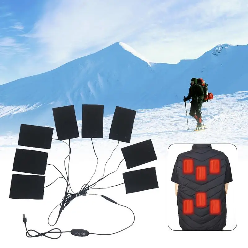 

Clothes Heating Pad USB Electric Charging 5V Carbon Fiber Heated Vest Pads For Outdoor Winter Heater Underwear Hiking Skiing