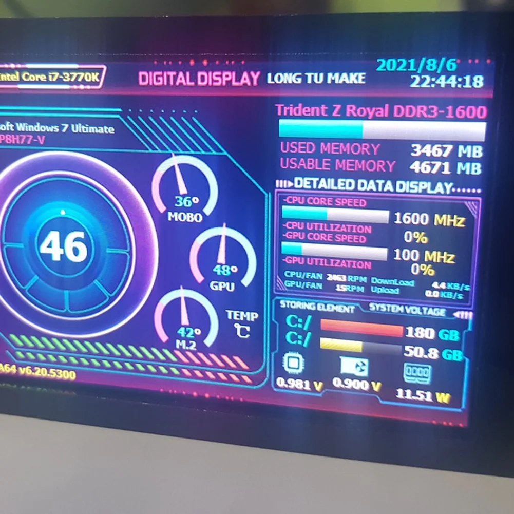 3 5-дюймовый дисплей AIDA64 для корпуса + локоть кабеля передачи данных Type-C комплект