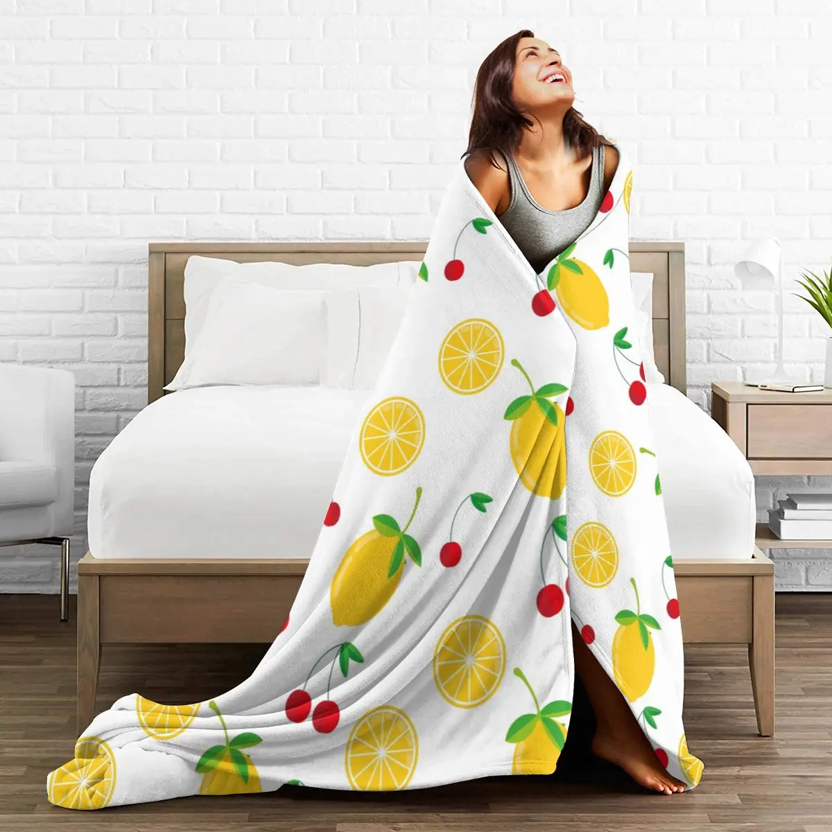 

Fruit Pattern Suitable For Bed Sofa Camping Cold Cinema Or Travel Super Soft Flannel Blanket Can Be Customized
