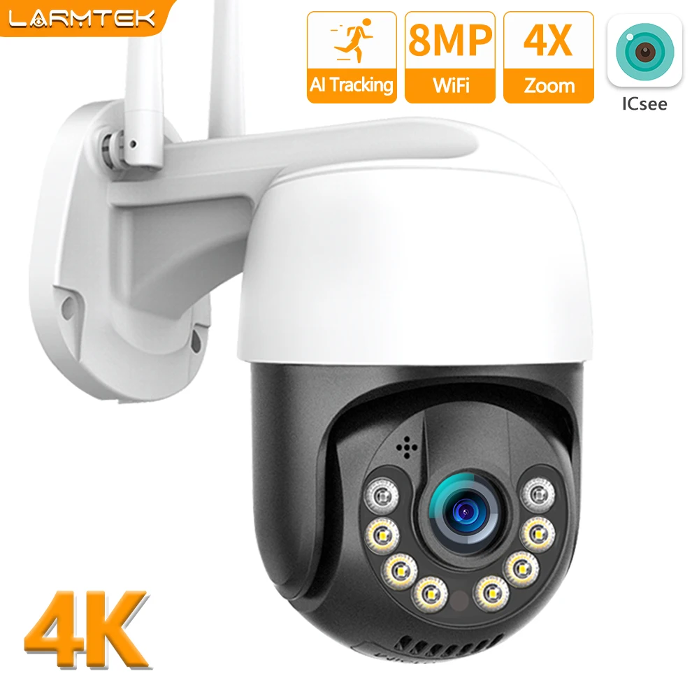 WiFi IP Camera 4K Outdoor Security Video Surveillance Wireless 5MP PTZ Cam 4X Zoom 1080P Support Alexa NVR Onvif ICsee