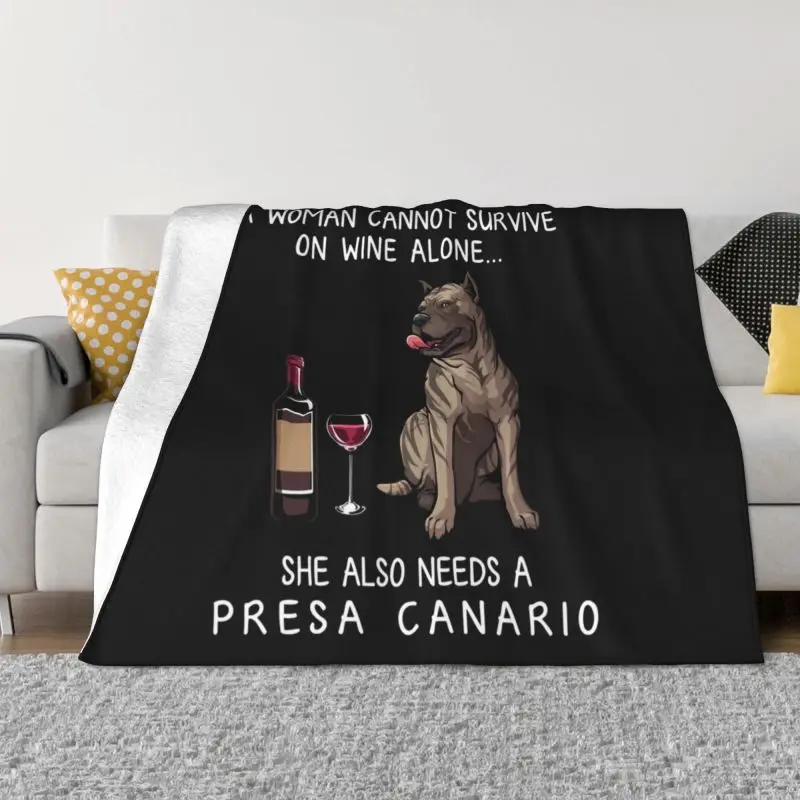 

Presa Canario And Wine Funny Dog Blankets Warm Flannel Pet Puppy Lover Throw Blanket for Bed Travel Rug Piece