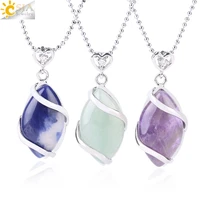 csja natural stone quartz crystal necklace pendant for women healing stones pendants shape beads amethysts necklaces men f563