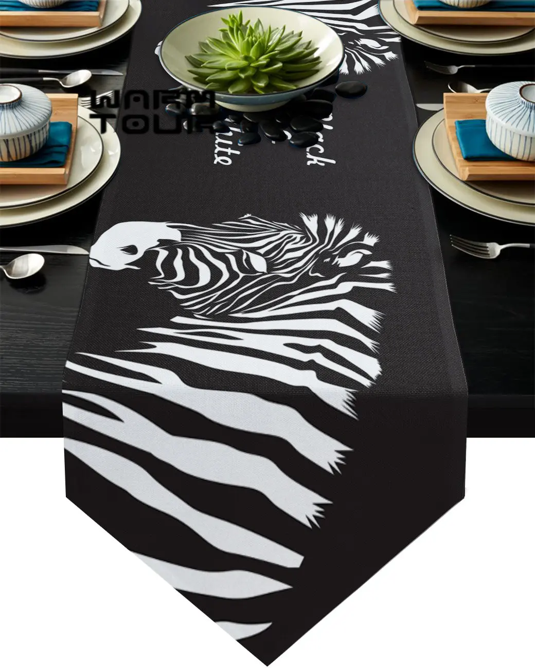 

Черная настольная дорожка в скандинавском стиле с изображением зебры, рождественские украшения для дома, скатерть для свадебной вечеринки, домашний декор