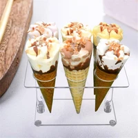 space saving ice cream cone holder multifunctional acrylic 6 holes sushi waffle snacks cupcake display shelf party supplies