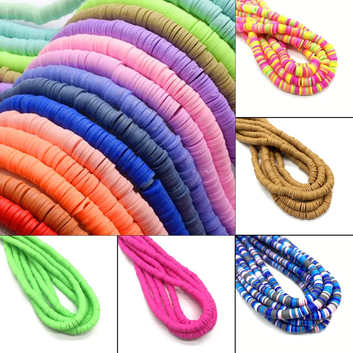 

16 Inch About 450-500pcs Soft Clay Pottery Loose Spacer 6mm Polymer Clay Beads Charm Jewelry DIY Bracelet Necklace Accessories