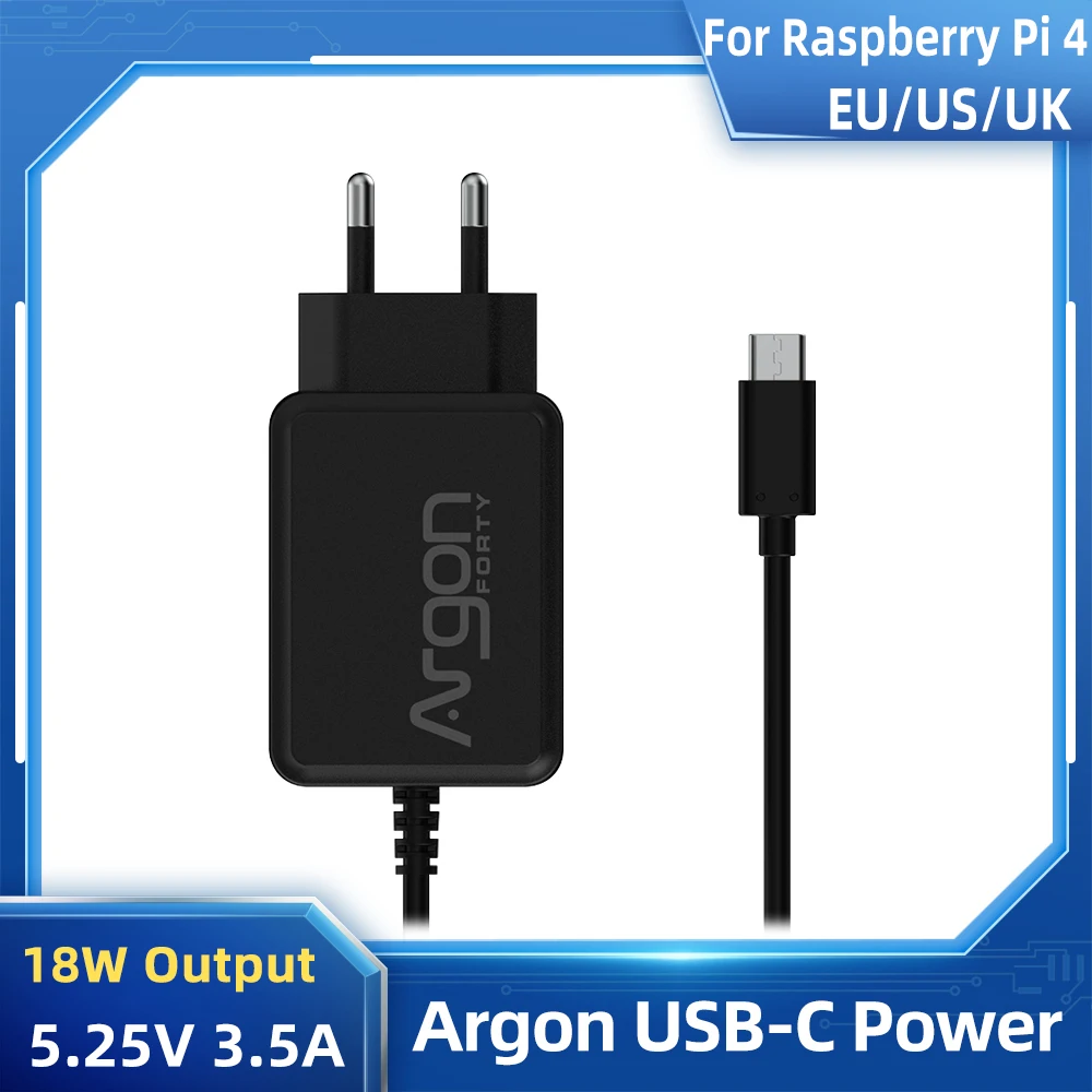 For Argon One V2 M.2 Case Pi 4 Model B Power Charger