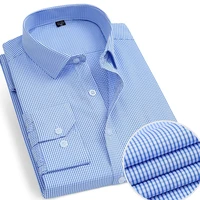 2022 mens summer clothes mens long sleeve social shirts no iron blue striped shirt overalls elegant mens shirts men clothing