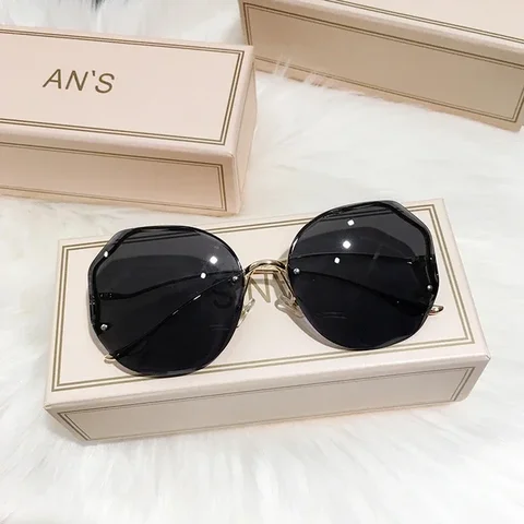 Солнцезащитные очки без оправы UV400 женские, градиентные брендовые дизайнерские солнечные очки, 2024