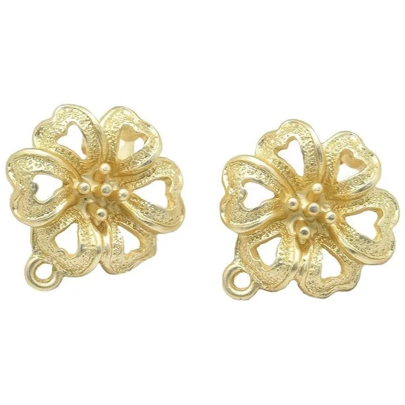 

15 Pairs Alloy Stud Earring Findings with Loop Brass Pins and Ear Nuts Clover Earring Back Findings for Earring Jewelry Making