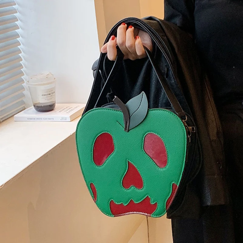 

2023 Симпатичные сумки через плечо с черепом, креативные сумки через плечо в форме яблока, искусственная кожа, рандомные Сумки на Хэллоуин, забавные персонализированные маленькие квадратные сумки
