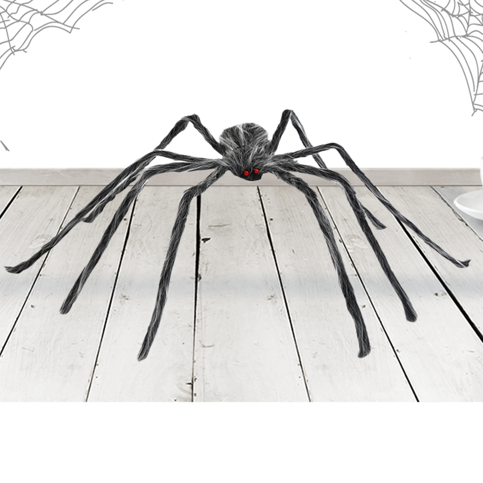 

Реалистичное украшение паука на Хэллоуин, реалистичные пушистые пауки, внутренний и наружный декор с красными глазами, гибкие ноги, черный ...