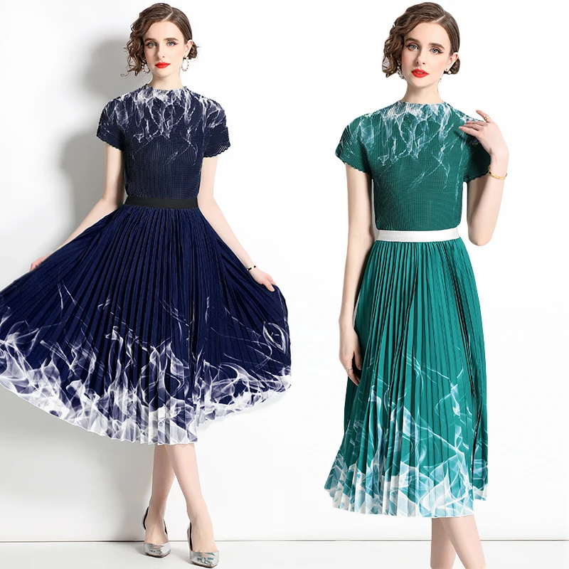 Женский комплект с юбкой и коротким рукавом летний праздничный из 2 предметов