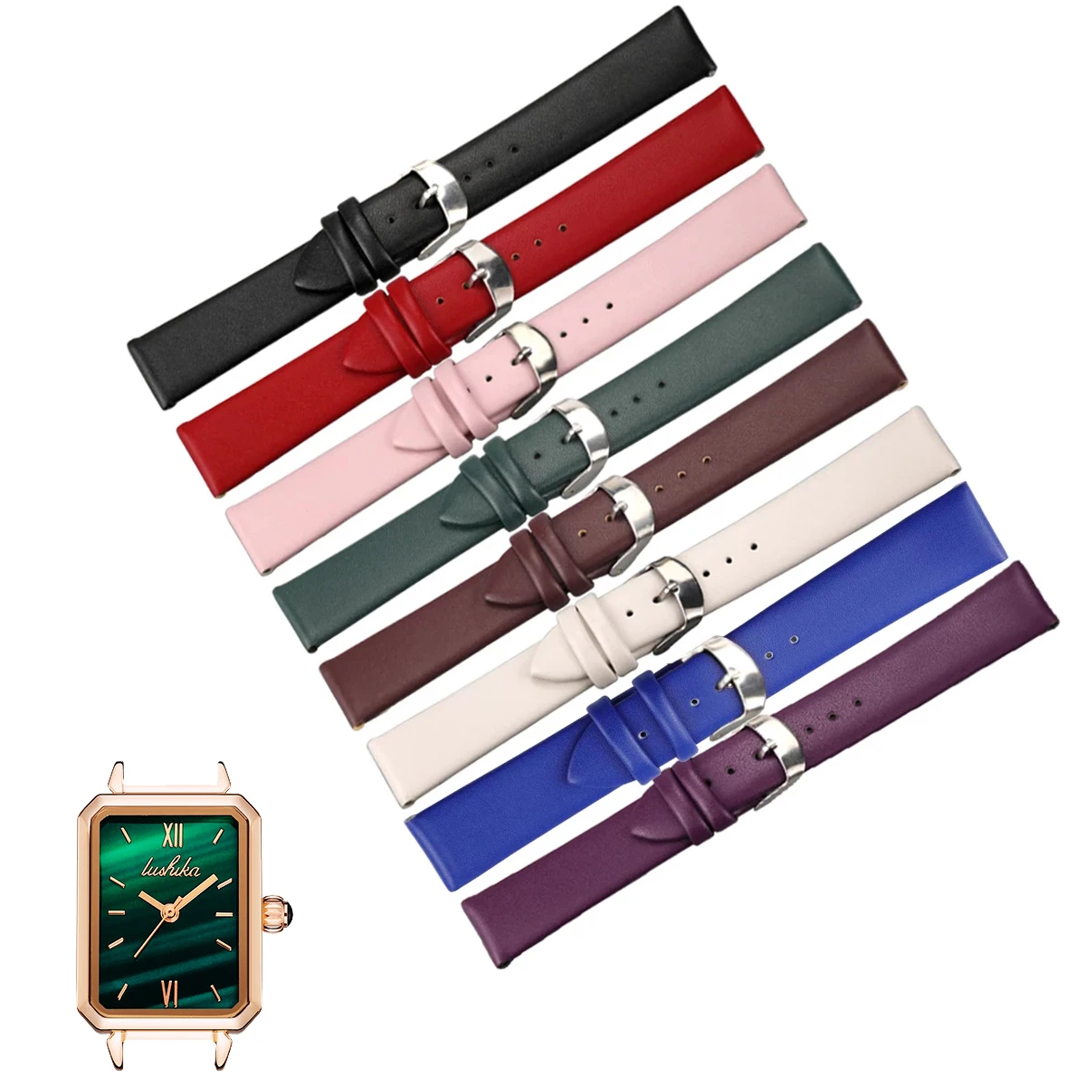 Soft Watch strap 8mm 10mm 12mm 14mm 16mm 18mm 20mm 22mm 24mm Men leather Women Watch band Part Purple Green Blue