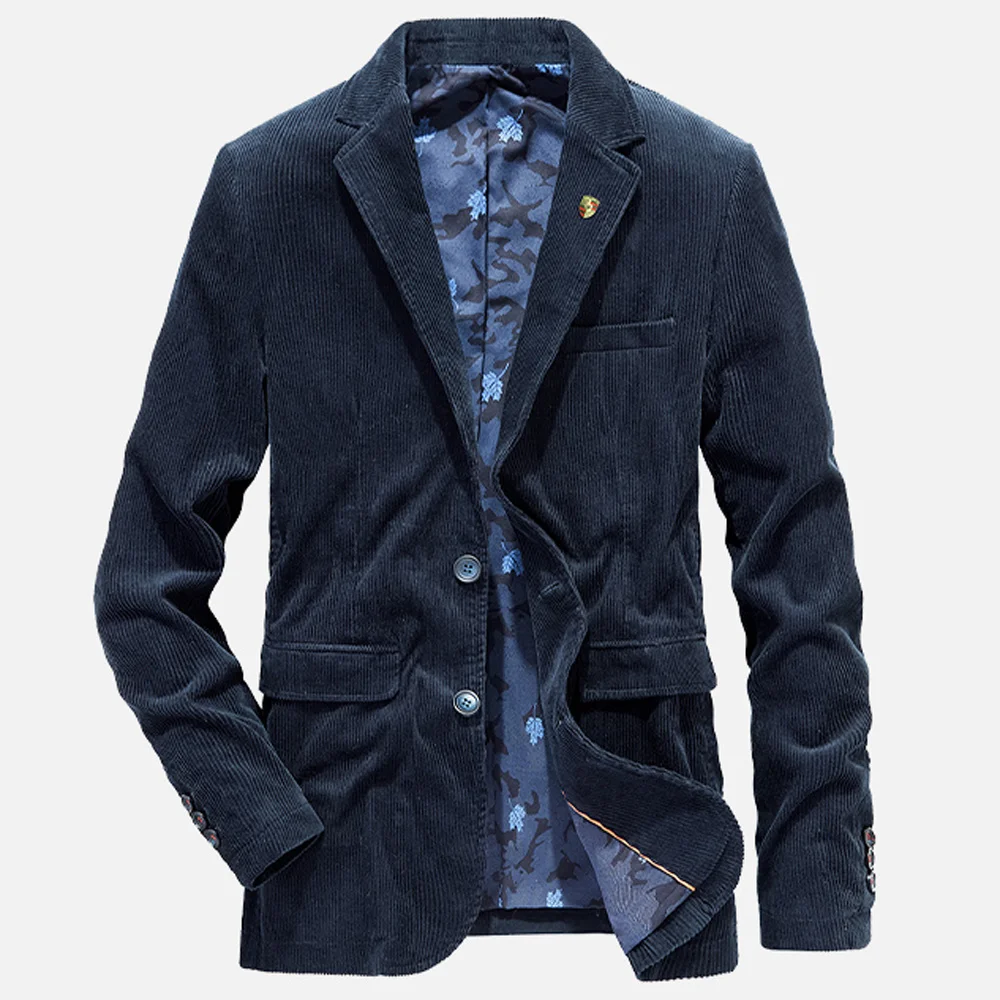 Вельветовый костюм для мужчин, Модный деловой мужской пиджак, Повседневная модная уличная одежда, винтажный Дизайнерский Жакет, 2023