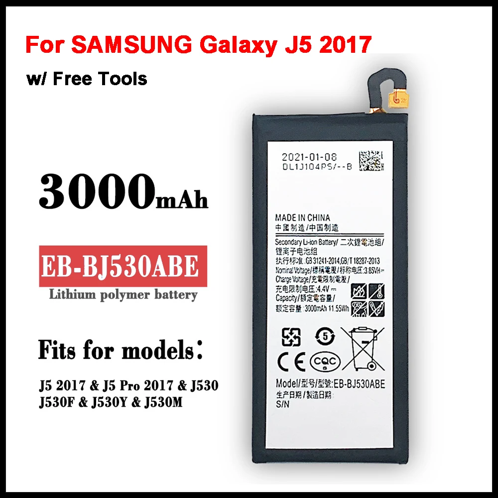 

Оригинальная Аккумуляторная батарея 100% для SAMSUNG Galaxy J5 2017 EB-BJ530ABE 2017 Edition J530F J530G